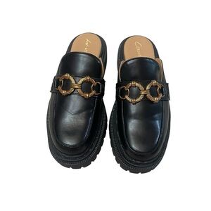 Circus NY by Sam Edelman Black Lug Sole Chunky Mule Loafers Women's size 7